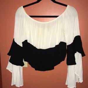 Flowy, black and white crop top